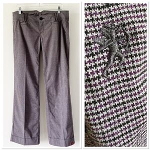 NWT EDC by Esprit Y2K Women's Gray Houndstooth Cuffed Wide Leg Trousers Pants 10